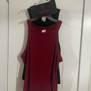 No Boundaries Red and Black High-Neck Tank Tops